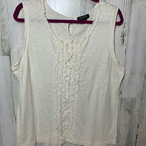 Eddie Bauer Cream Tank w/ Dainty Ruffles